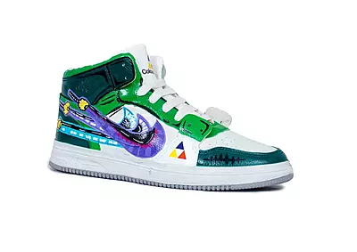 Anime Zoro inspired green hand-painted sneakers for fans Anime Zoro inspired green hand-painted sneakers for fans