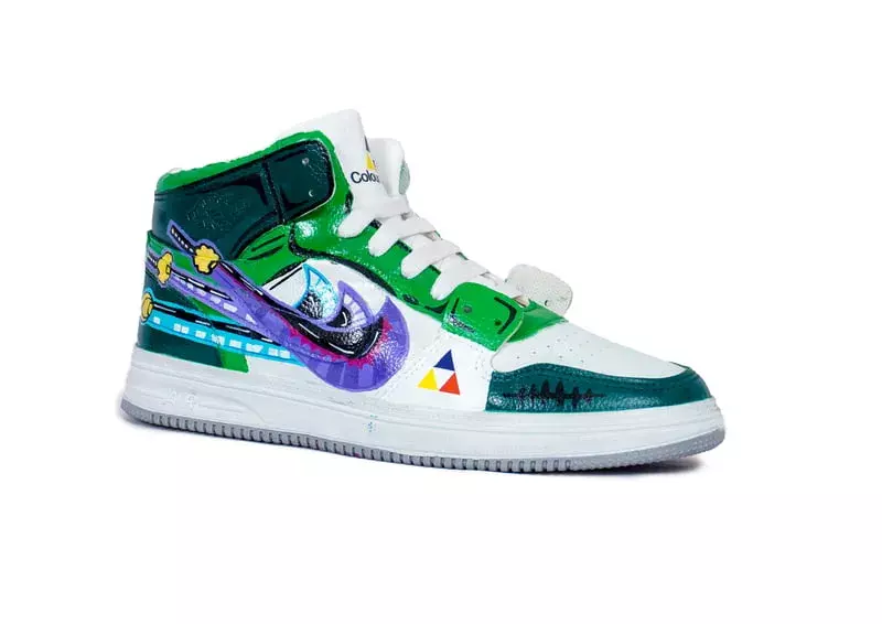 Anime Zoro inspired green hand-painted sneakers for fans Anime Zoro inspired green hand-painted sneakers for fans